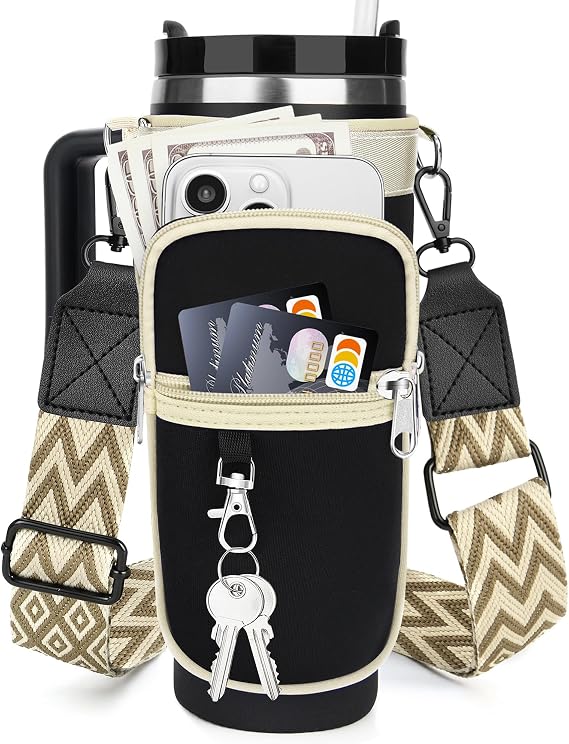 for Stanley Cup Accessories, Water Bottle Holder Carrier with Adjustable Strap for Carry All, Water Bottle Bag Pouch for Stanley 40 oz Tumbler with Handle, Birthday Gifts for Men Women