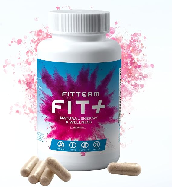 FIT Plus Organic Energy and Wellness Capsules - Organic Energy Vitamin Supplements - Mental Focus, and Metabolism Boost - Mood Support and Antioxidants - 60 Count Capsules