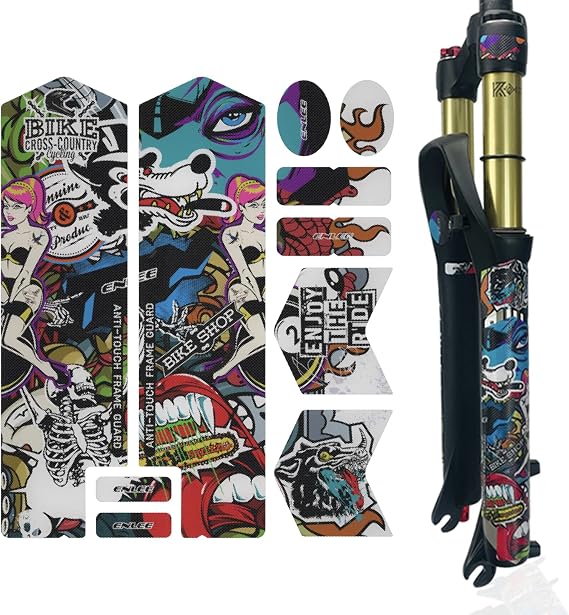ENLEE Mountain Bike Frame Protector- Do Great at Protecting Your Bicycle Frame (Colorful/Front Fork)