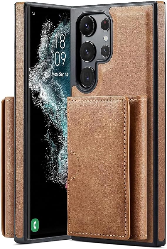 Coverzone Samsung Galaxy S24 Fe ile uyumlu Deri Kılıf Magsafe ile uyumlu Wallet 2 in 1 Çıkarabilir Kart Tutucu Mıktanıslı Stand olabilen Phone case Deri Kapak Wireless Şarj Özellikli Kahverengi