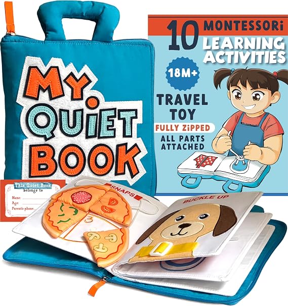 BAVY Quiet Book, Toddler Travel Activity Book, All Parts Attached, Ages 2-4