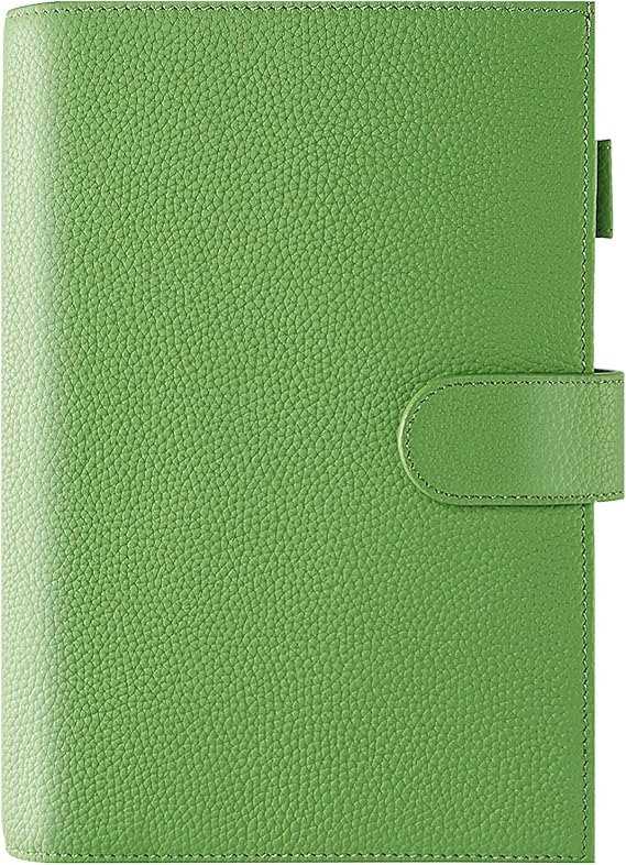 Genuine Leather Cover for A5 Notebooks, Fits Hobonichi Cousin, Midori MD Planners, Leuchtturm1917 and Stalogy with Pen Loop, Card Slots, Side Pockets, Back Pocket and Bookmarks (Green)