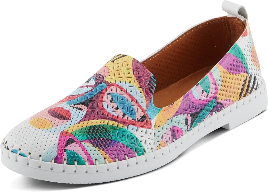 Spring Step Carraway Women's Leather Flats with Cushioned Footbed, Print, Detail