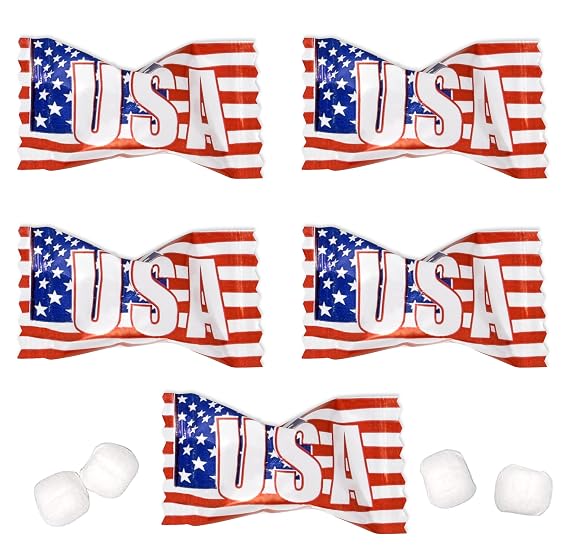 Gift Boutique Patriotic Buttermints 100 Count, Individually Wrapped Butter Mint Candies, USA Flag Design, 4th of July Party Favors, Memorial Day Treat