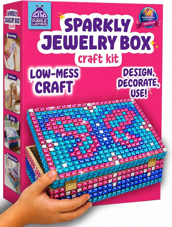 Jewelry Box Craft Kit for Girls Ages 8-12 - DIY Gem Mosaic Arts and Crafts