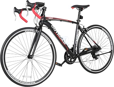 Max4out 700C Wheel Road Commuter Bike, 14 Speed Shifter, Dual Disc Brakes Racing Bicycle with Light Aluminum Alloy Frame for Adult Men and Women,red