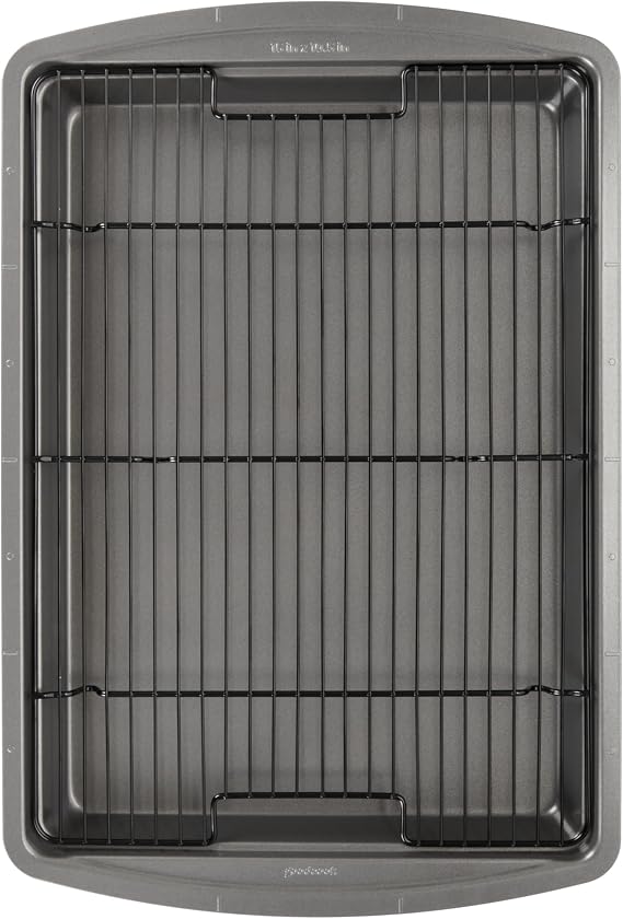 GoodCook Nonstick Carbon Steel Baking Pan & Raised Wire Rack, 15x10.5-Inch