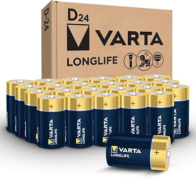 Varta Longlife D Batteries (24 Pack), Alkaline D Battery