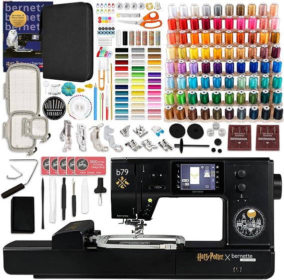 Bernette B79 Harry Potter Edition 2-in-1 Sewing & Embroidery Machine with 3 Embroidery Hoops, 80 Polyester Thread Spools & 230+ Piece Deluxe Accessory Kit