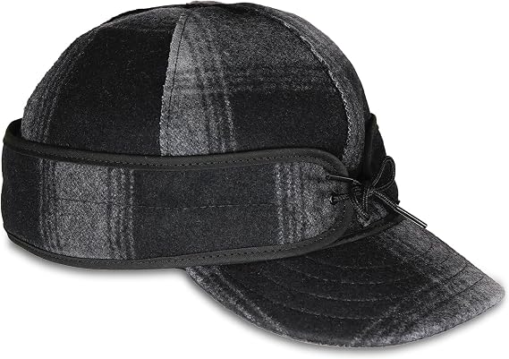 Stormy Kromer The Original Cap, Black/Gray Plaid, Size 6 7/8