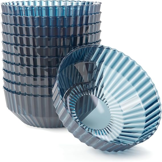 Exquisite Blue Plastic Bowls Disposable - 16 Oz - 20 Count - Disposable Soup Bowls - Great for Weddings Parties and Formal Occasions