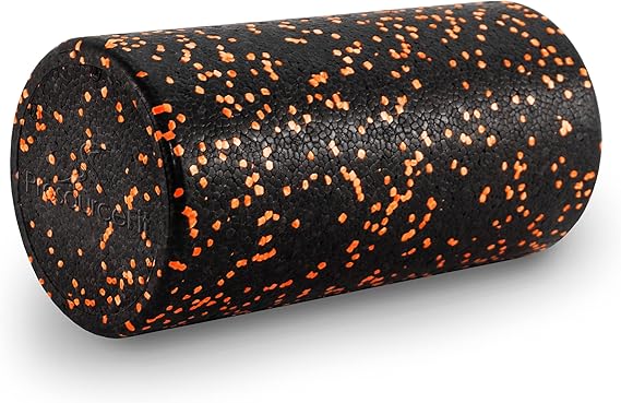 ProsourceFit High Density Foam Rollers 12 - inches long,Firm Full Body Athletic Massage Tool for Back Stretching, Yoga, Pilates, Post Workout Muscle Recuperation, Black/Orange
