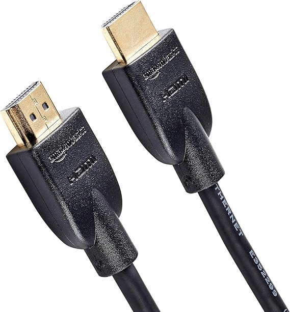 Amazon Basics HDMI Cable, 6ft, 4K@60Hz, High-Speed 4K HDMI 2.0 Cord with Ethernet, 18Gbps, 2160p, 48 bit, Compatible with TV/PS5/Xbox/Roku/Blu-ray, Black
