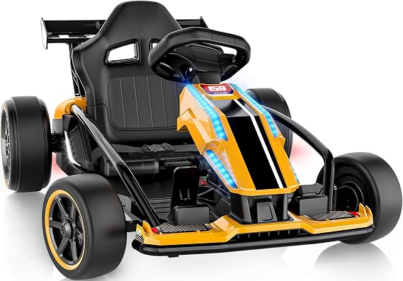 24V Electric Drift Go Kart for Kids Ages 6-14, 400W Motors & 9.3 Mph,Yellow