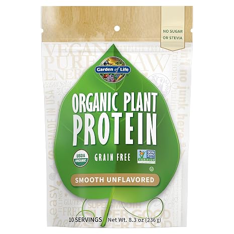 Garden of Life Organic Plant Protein Unflavored Protein Powder, 10 Servings