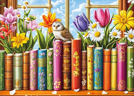Puzzles 1000 Pieces for Adults jigsaw puzzles for adults-Whimsical Floral Books-1000 Piece Puzzle Classic Educational Games Beautiful Decoration Puzzle