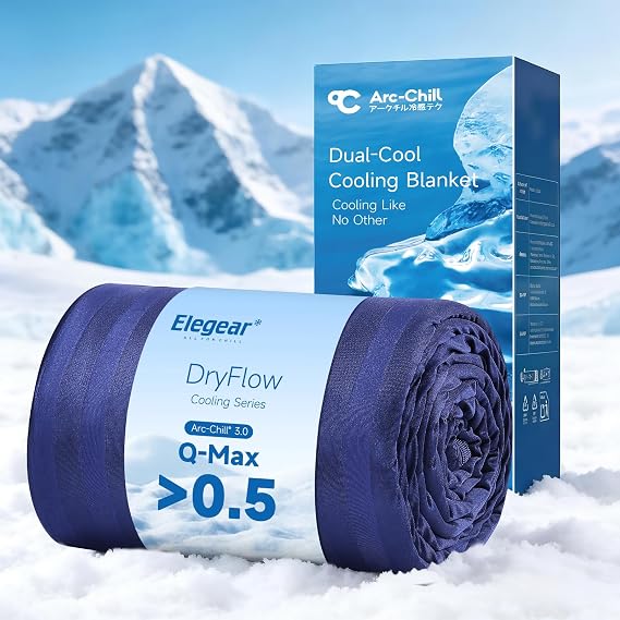 Elegear Cooling Blanket for Hot Sleepers Queen, Arc-Chill 3.0 Cooling Tech Q-Max >0.5, Stay Cool & Dry All Night, One-Way Moisture Flow, No Sticky Feeling, Breathable Lightweight Summer Blanket
