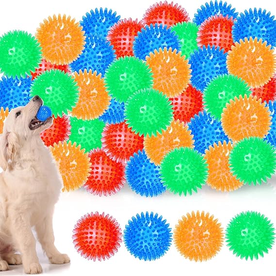 Hanaive 36 Pcs Squeaky Balls for Dogs Spiky Dog Toys Bulk 2.5 Inch