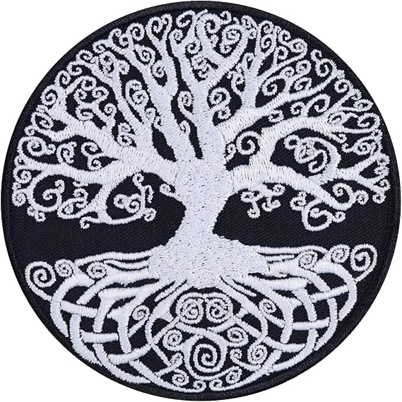 Yggdrasil Tree of Life - Embroidered Iron on Patches for Bikers, Motorcycle Riders, Viking | Sew on or Iron on Applique Norse Mythology Patches Badge for Backpacks, Jean, Jackets | 3.54X3.54 in