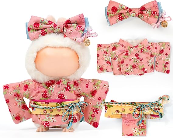 17cm Kimono Doll Clothes Outfits Accessories,Girl Pink Dress Set