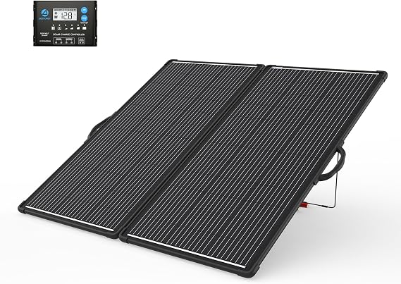 ACOPOWER 200W Portable Solar Panel Kit, Waterproof 20A Charge Controller for 12V Battery and Solar Generator for RV, Camper Trailer& Marine Black