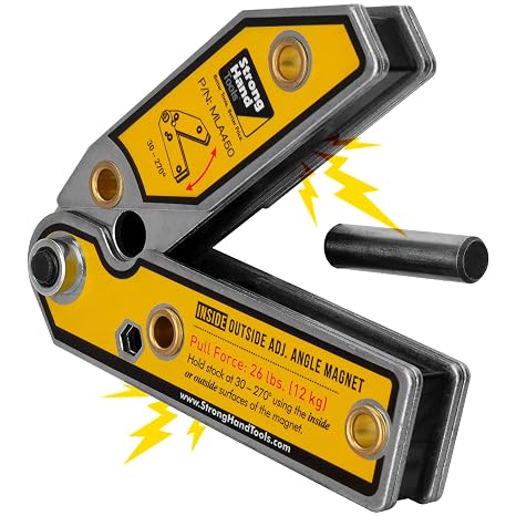 Strong Hand Tools Adjustable Angle Magnetic Square, Angle 30-270, Inside/Outside Magnets, Angle Setting Pin, Mag. Pull Force 26 lbs, Welding Square,#34;4.7", MLA450, Strong Hand Tools