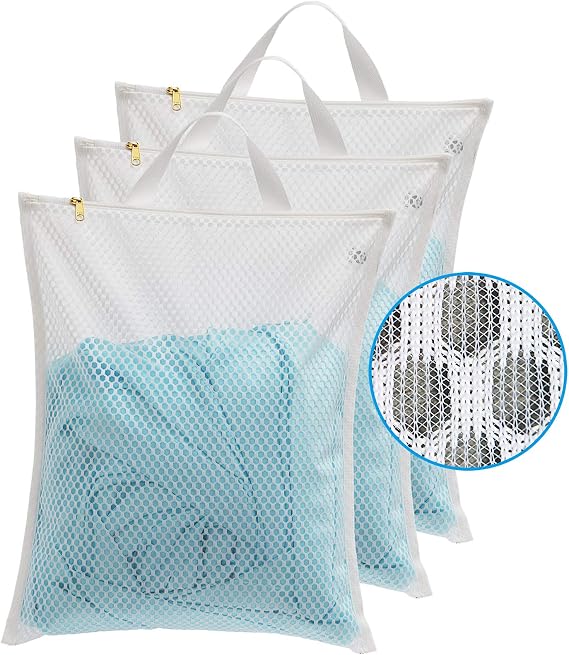 TENRAI Laundry Bag Mesh Wash Bag,Use YKK Zipper,Tote Bag Bathroom Hanging, Bra Fine Mesh Wash Bag for Underwear 3 Bags(3M Cellular Mesh )