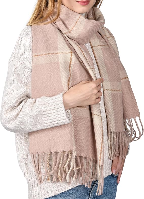 FURTALK Winter Scarf for Women Oversized Plaid Tassel Shawl Wrap