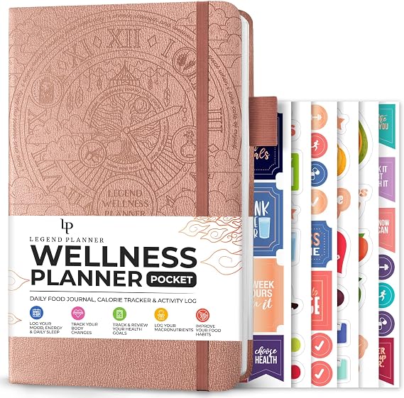 Legend Food Journal, Weight Loss & Meal Tracking Diary 3.9x6.3 Rose Gold