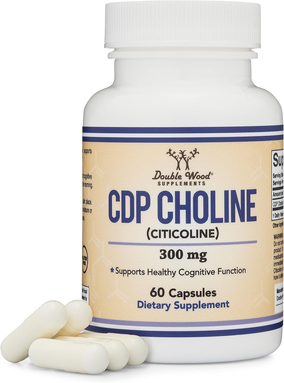 CDP Choline Citicoline Supplement, Pharmaceutical Grade, Third Party Tested 60 Capsules 300mg