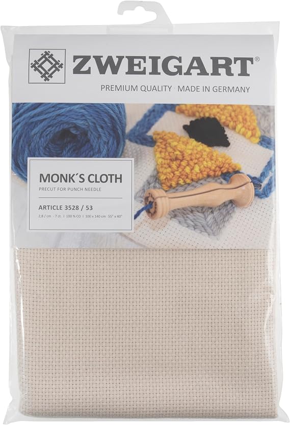Zweigart Needlecraft Fabric Monk's Cloth - 7 Count 1m x 14cm: Natural