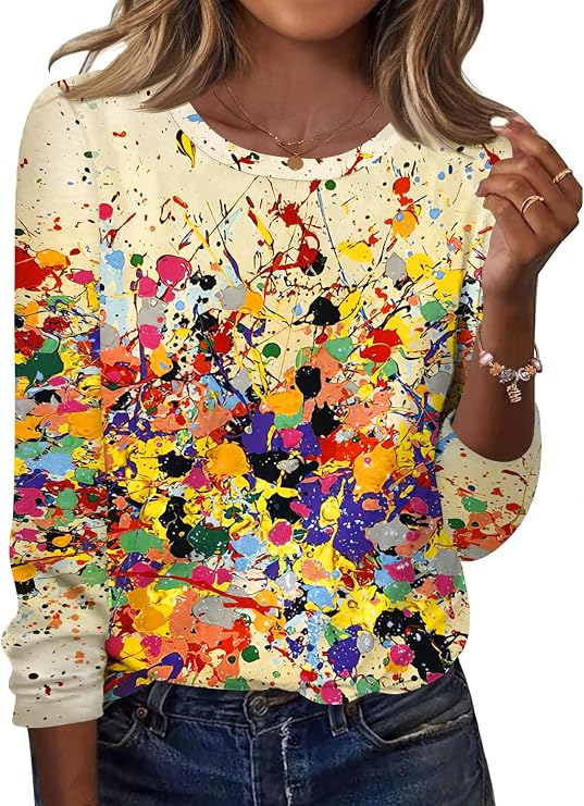 TCOT Women Fall Long Sleeve Crew Neck Tops Casual Blouses Pullover Shirts