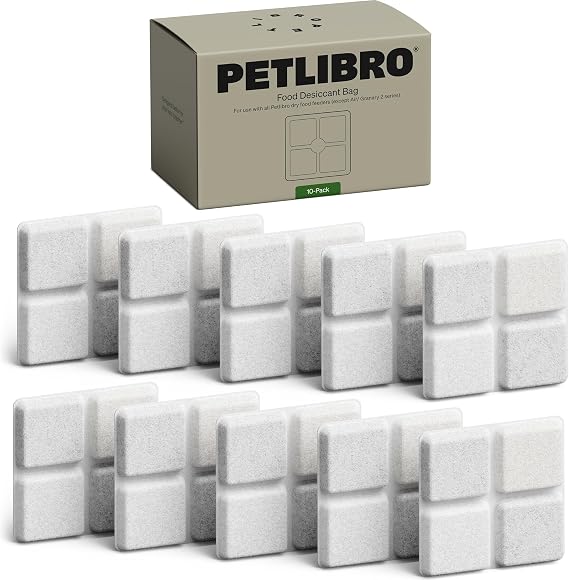 PETLIBRO Pet Food Desiccant Bag, 10 Packs Bulk Replacement, Large Capacity Pack for Multi-Cat Households, Compatible with Automatic Cat Feeder Model PLAF005, PLAF006, PLAF103, PLAF203, PLAF301