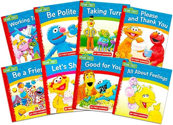 Sesame Street Elmo Manners Books for Kids, Toddlers - Set of 8 Manners Educational Storybooks for Boys and Girls Featuring Elmo, Big Bird, Cookie Monster, More