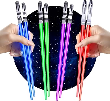 LightSaber Chopsticks Light Up Saber Led 4 Pairs, Red Blue Green Purple