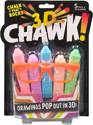 Chuckle & Roar - CHAWK! 3D Chawk - Chawlk That Pops Out Towards You - Great on Any Hard Surface - 3D Glasses Included - Ages 4 and Up