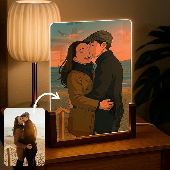 EGD Personalized Anime Acrylic Plaque Gifts for Couples | Romantic Photo Gifts for Your Girlfriend Boyfriend with Their Favorite Photos | Unique Birthday Gift for Anime Room Decor