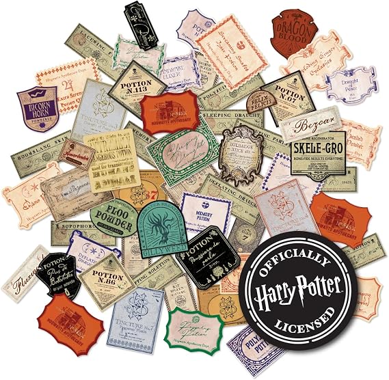 Conquest Harry Potter Potions Labels Stickers (60-Count) | Official Labels from The Wizarding World, Waterproof, UV & Scratch Resistant Decals, Officially Licensed