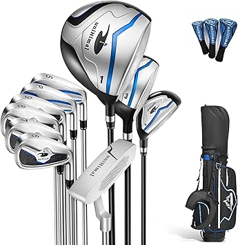 14-Piece Mens Golf Club Set, Right Hand Driver, 3 Wood, 5 Hybrid, 69 Irons, PW, SW and Putter, with Stand Bag and 3 Headcovers