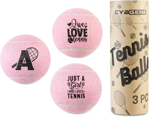 Tennis Gifts, Personalized Tennis Ball, Set of 3 Unique Tennis Balls with Gift Package, Perfect for Tennis Teammate, Partners - PNK PA