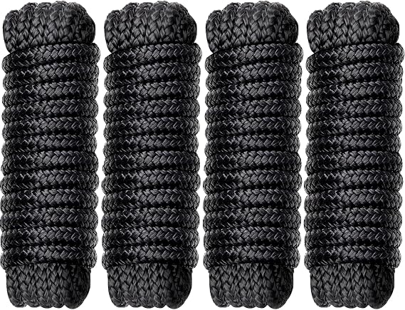Boat Dock Lines Marine Rope - 5/8" x 15ft with Pre-Spliced 15" Loop Double Braided Nylon Ropes Bumper Tie Mooring Line for Boats Docking Pontoon Boating Accessories - 4 Pack