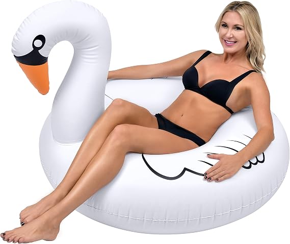 GoFloats Swan Party Tube Inflatable Raft, Float In Style (for Adults and Kids)
