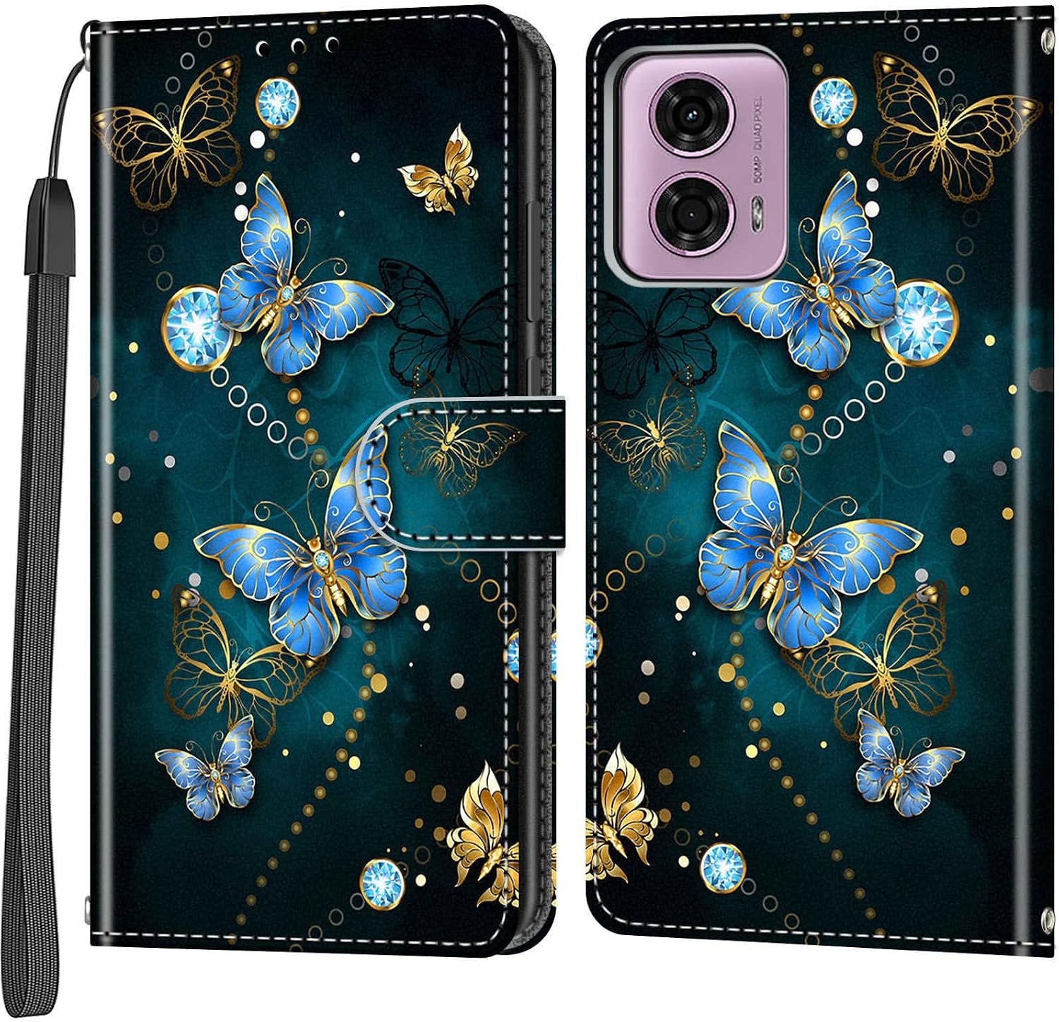 Mobile Phone Case for Motorola Moto G24 / G04 Case Magnetic Shockproof Flip Leather Protective Flip Case Butterfly