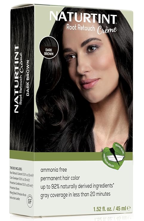 Naturtint Dark Brown Root Retouch Creme Permanent Hair Color - Ammonia Free, Conceal Grays, No Artificial Scent, 1.52 Fl Oz
