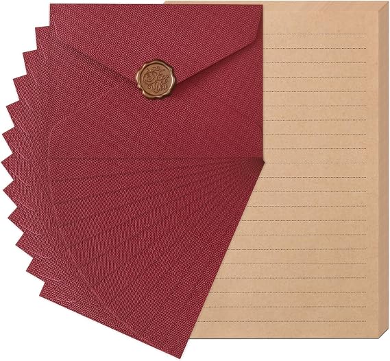48 Pieces Stationery Set with Letter Paper and Envelopes(Red)
