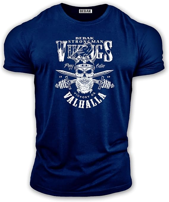 bebak Mens Gym T Shirt | Bodybuilding T Shirt Gym Clothing Viking Strongman Arnold Training Top