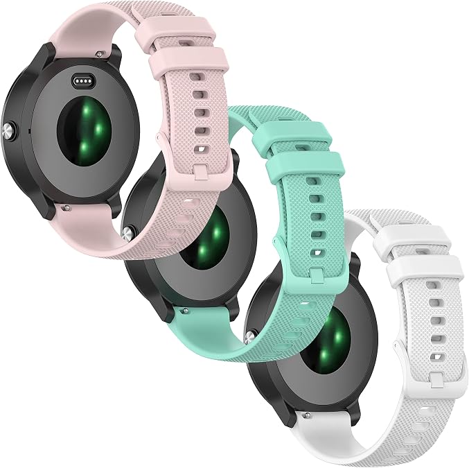 Bands for Garmin Vivoactive 3, 20mm Silicone Band for Forerunner 645/245 Music/Venu Sq 2/Venu 2 Plus, for Galaxy Watch 3 41mm/Galaxy Watch Active 2 40mm/44mm Bands Men Women-3Pack