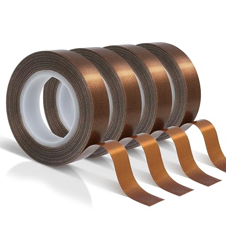 MEBMIK 4 Rolls 1/2 Inch x 33 Feet Low Friction Drawer Slide Tape - Squeak Resistant, Abrasion Resistant Surface Protection Tape for Wood, Cabinet, Curtain, Furniture, Brown