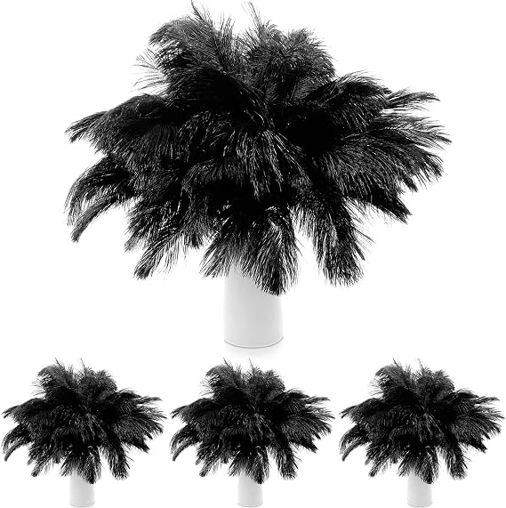 TaoBary 150 Pcs Black Natural Ostrich Feathers Plumes for Centerpiece Bulk