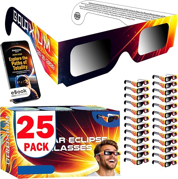Galaxium 6/12/25/50/100 Pack Solar Eclipse Glasses 2026 ISO 12312-2